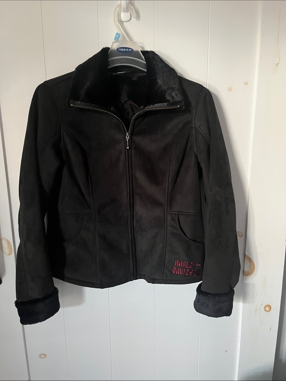 Harley-Davidson Black Jacket with Red Logo Embroidery